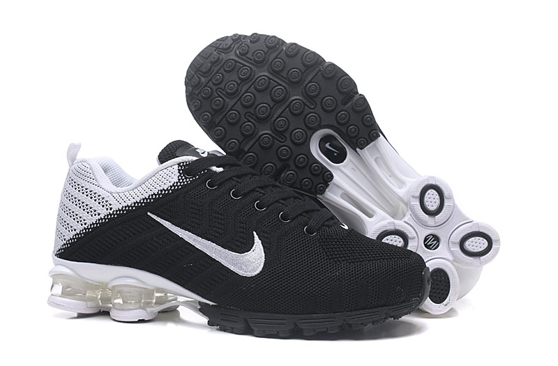 Women Nike Air Shox Flyknit Black Silver Shoes - Click Image to Close